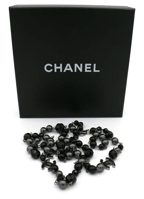 black pearl chanel|chanel black pearl necklace.